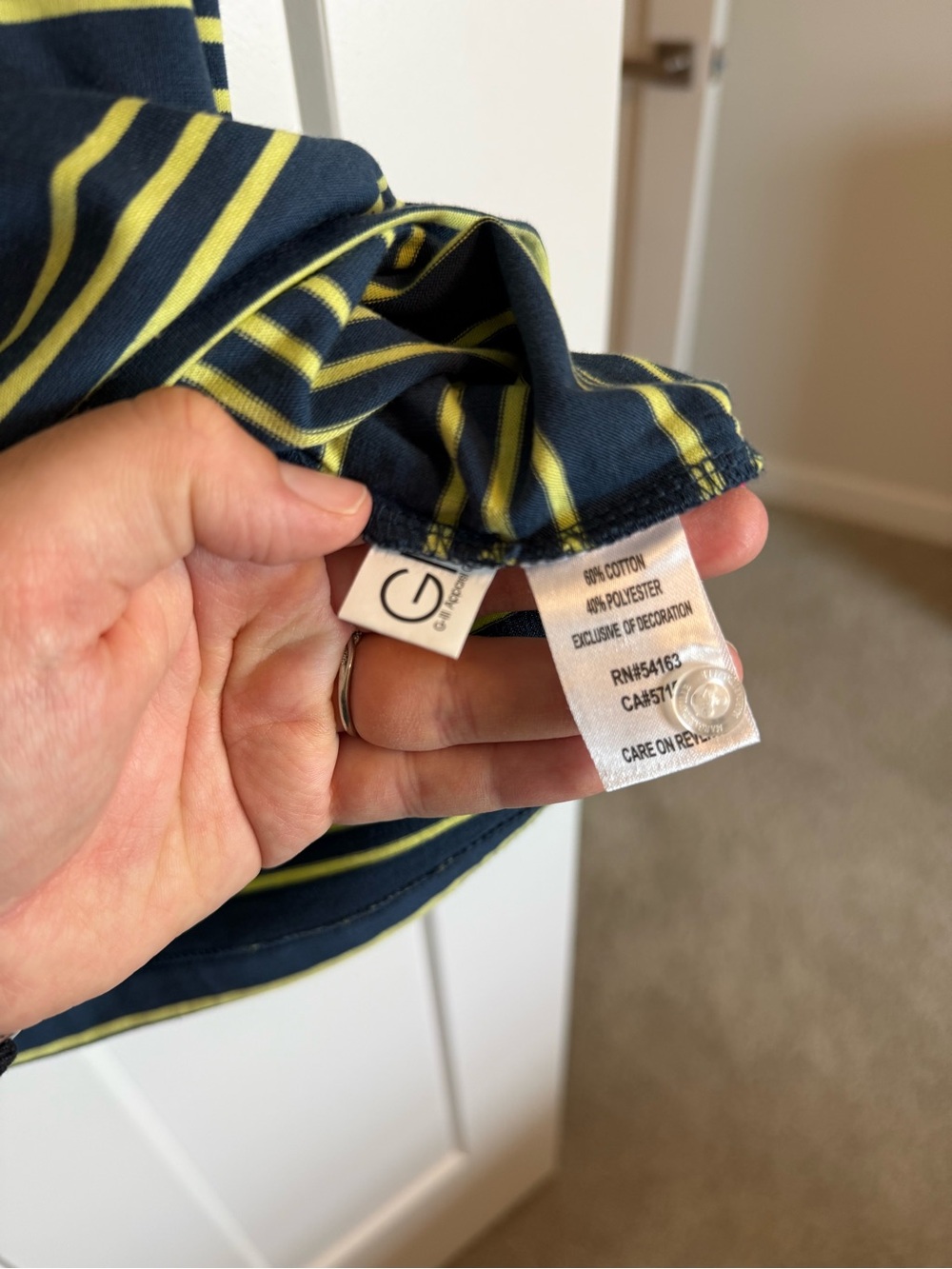 Margaritaville Navy & Lime Striped Men's Polo with sun protection - Picture 5 of 5